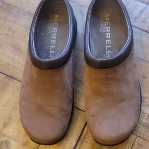 Merrell Tan Leather Slip-On Clogs